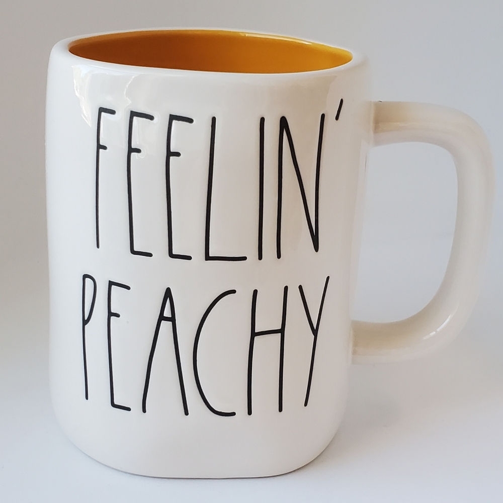 Rae Dunn "Feelin' Peachy" Peach Double Sided Mug Summer Collection
